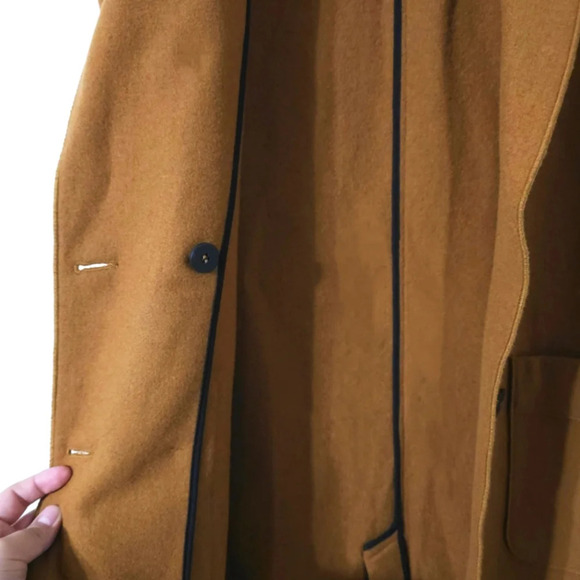 ZARA Trafaluc Sleevesless Wool Blend Double Breasted Long Coat, Tobacco Brown, S - Picture 8 of 13